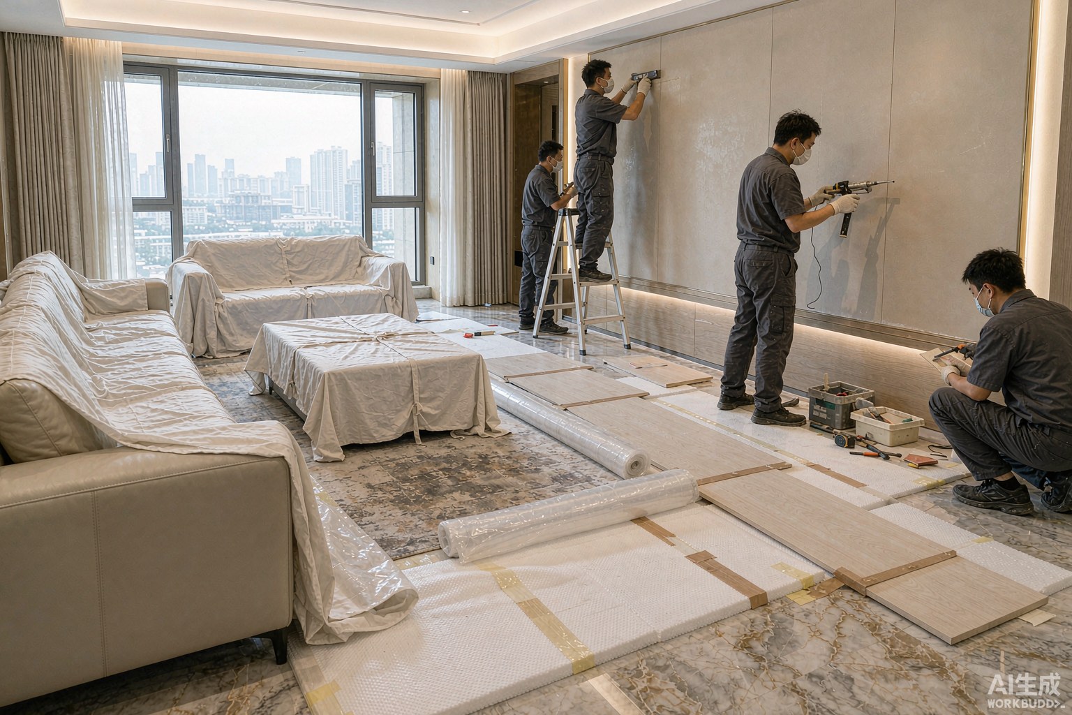 山頂豪宅雲石地台安裝成品