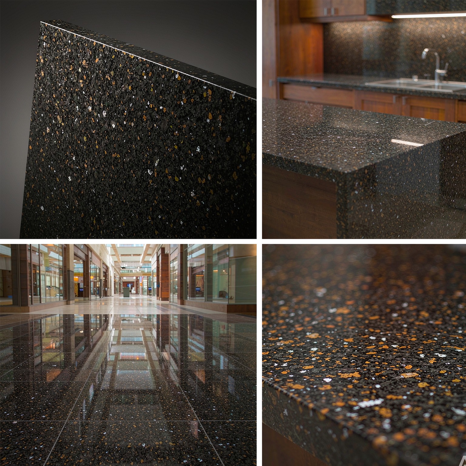 黑金沙(花崗岩) — slab texture and application views