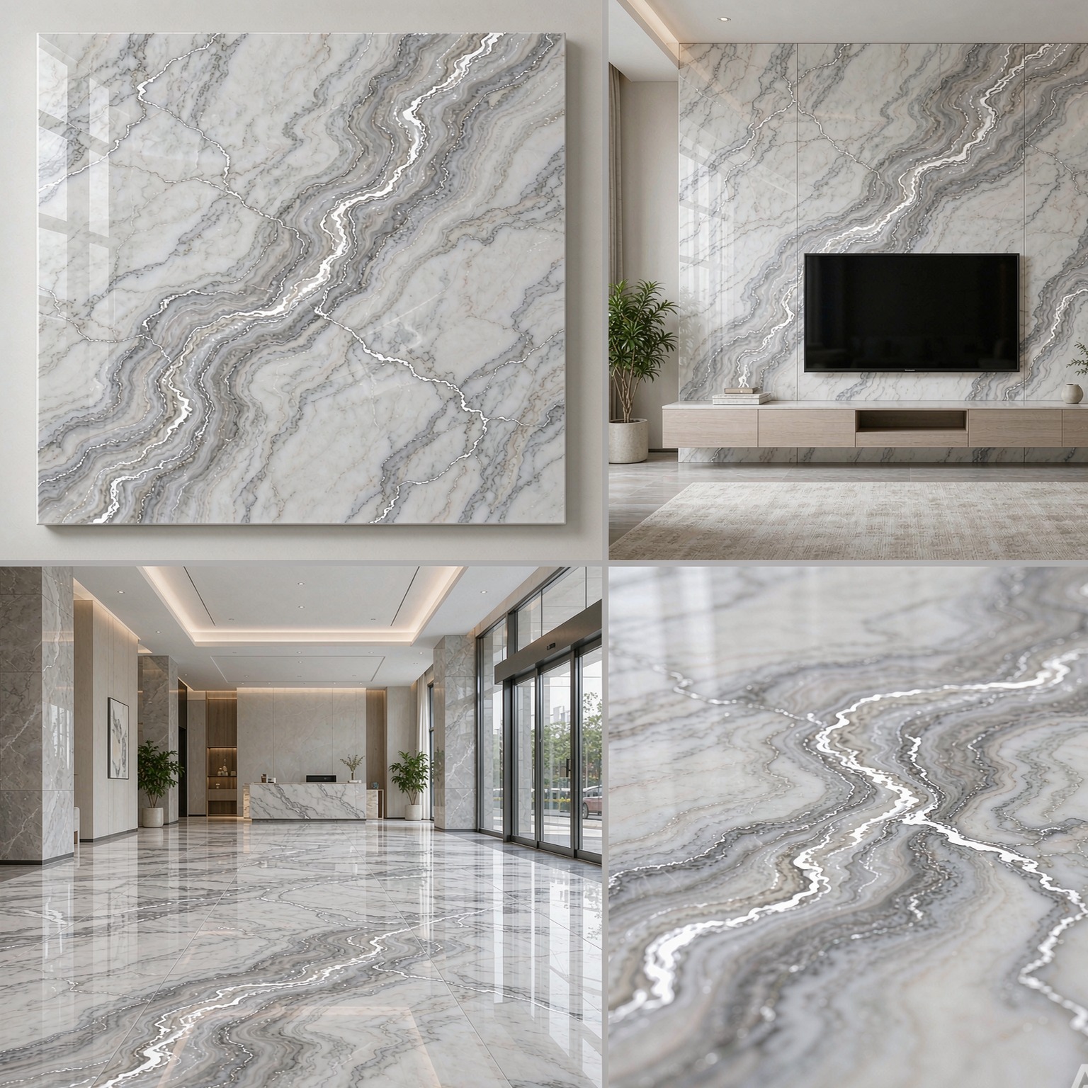 銀白龍 — slab texture and application views