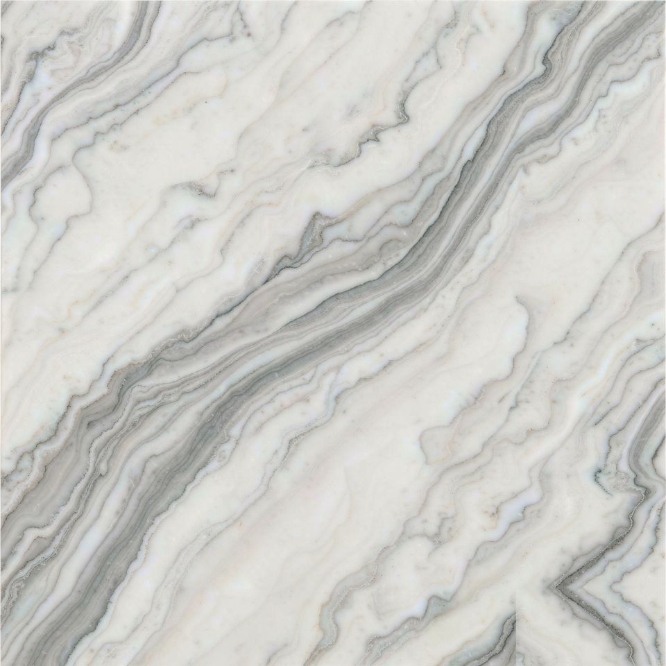 芭蕾白 Ballet White Marble 石材樣板圖,白色系,產地意大利,產地意大利,體積密度2.68 g/cm³,吸水率≤0.15%,莫氏硬度4,適用於牆身、檯面、洗手間、特色牆、大堂
