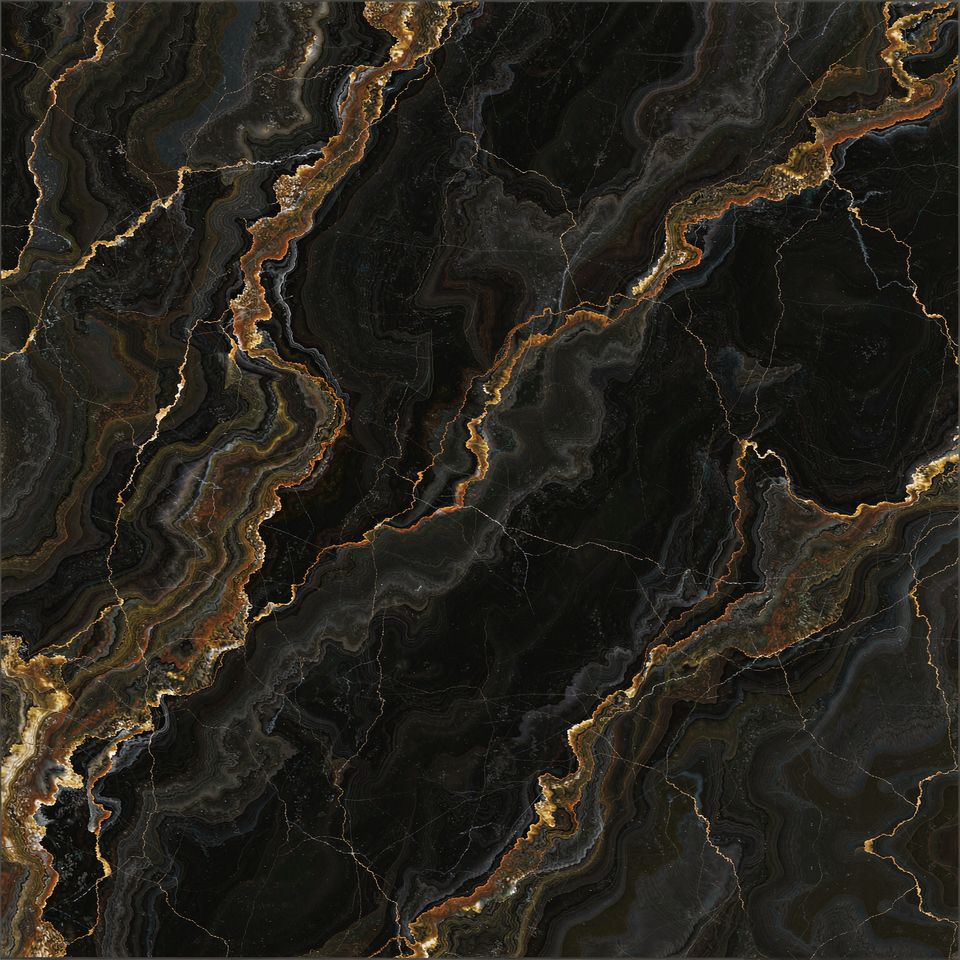 黑金紋 Black Gold Vein Marble 石材樣板圖,黑色系,產地中國,產地中國,體積密度2.69 g/cm³,吸水率≤0.25%,莫氏硬度4,適用於地面、牆身、檯面、特色牆、大堂