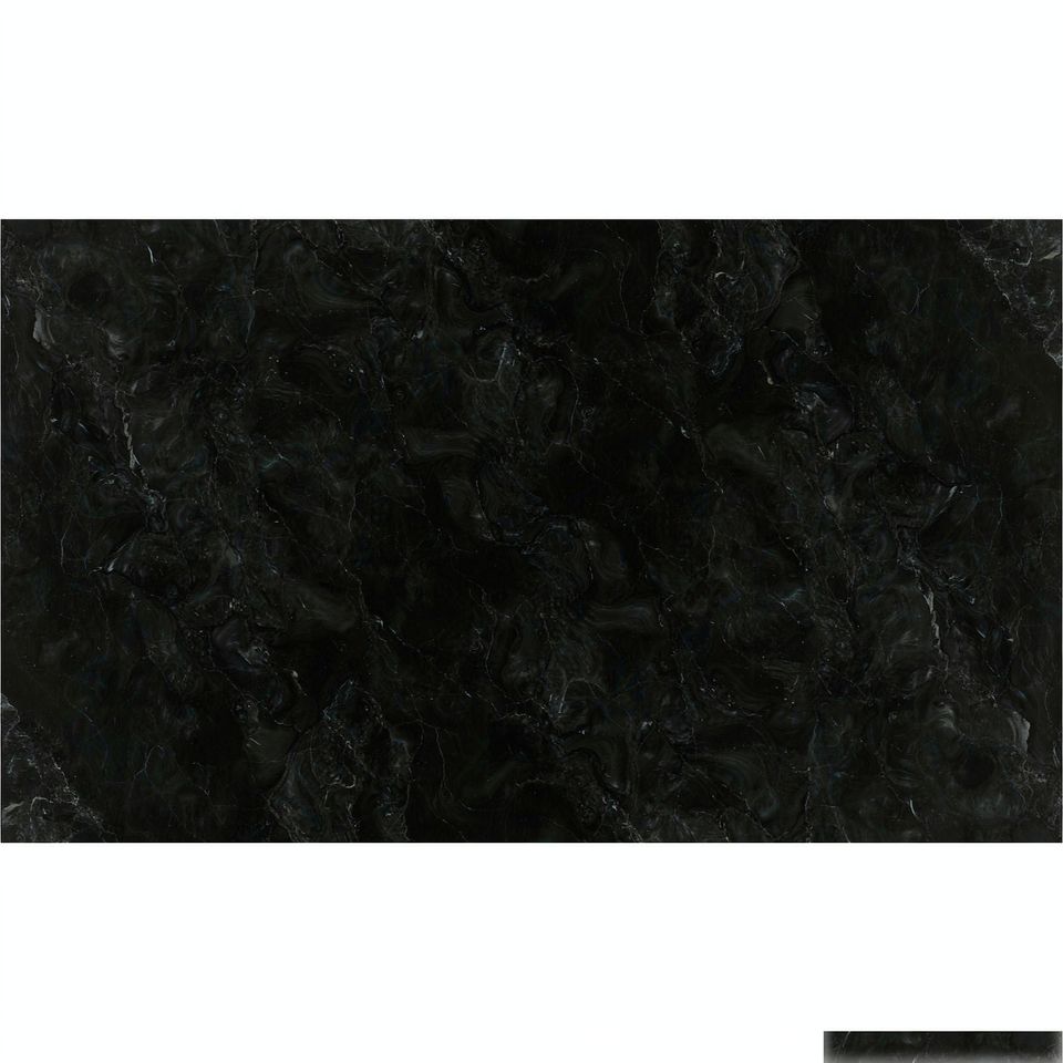 墨玉黑 Black Jade Marble 石材樣板圖,黑色系,產地中國,產地中國,體積密度2.61 g/cm³,吸水率≤0.48%,莫氏硬度4,適用於地面、牆身、檯面、特色牆、大堂