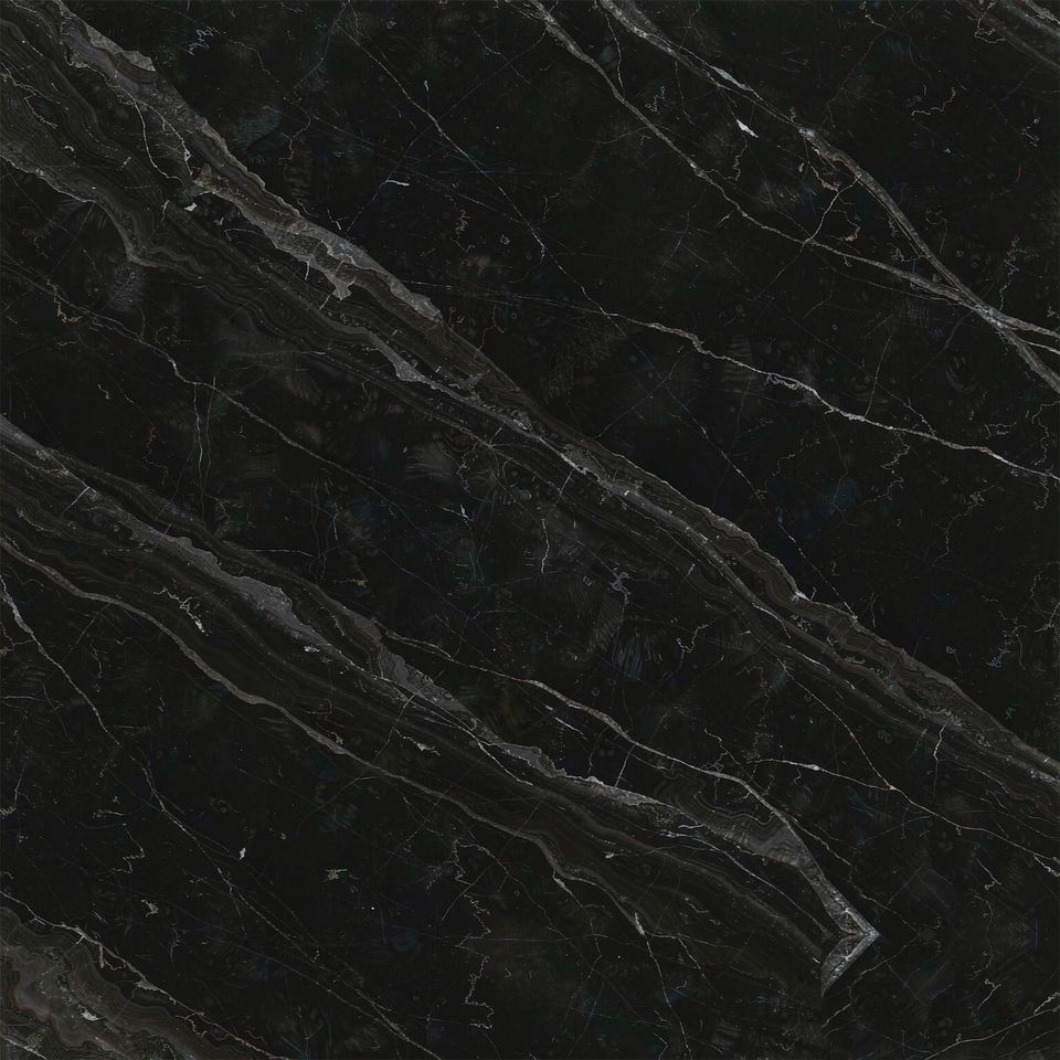 黑石紋 Black Stone Grain Marble 石材樣板圖，黑色系，產地土耳其，產地土耳其，體積密度2.64 g/cm³，吸水率≤0.36%，莫氏硬度4，適用於地面、牆身、外牆、客廳