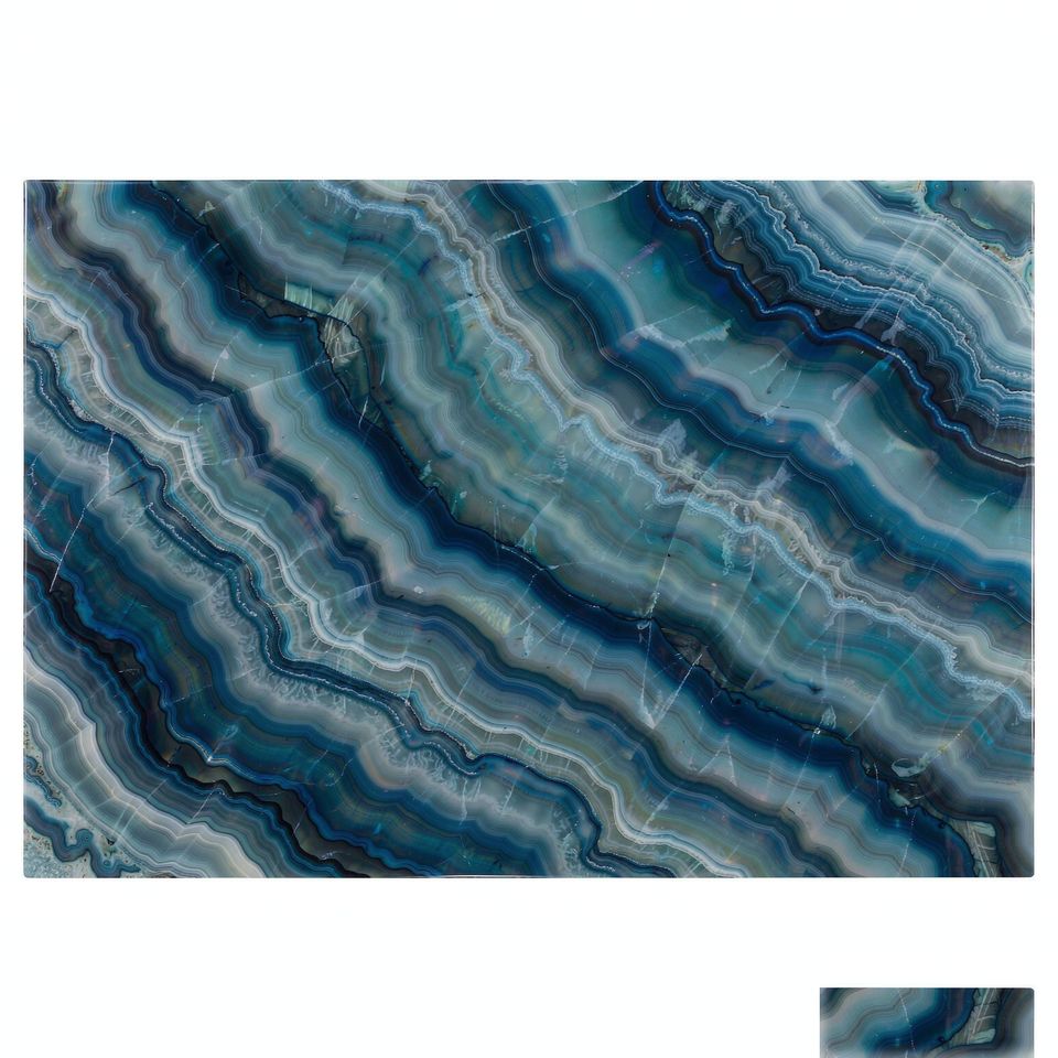 藍瑪瑙 Blue Onyx Marble 石材樣板圖，藍色系，產地中國，產地中國，體積密度2.70 g/cm³，吸水率≤0.13%，莫氏硬度4，適用於牆身、檯面、特色牆、大堂