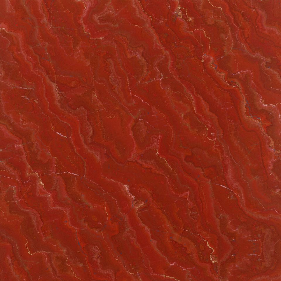 朱砂紅 Cinnabar Red Marble 石材樣板圖，紅色系，產地中國，產地中國，體積密度2.79 g/cm³，吸水率≤0.34%，莫氏硬度3，適用於牆身、檯面、特色牆、大堂