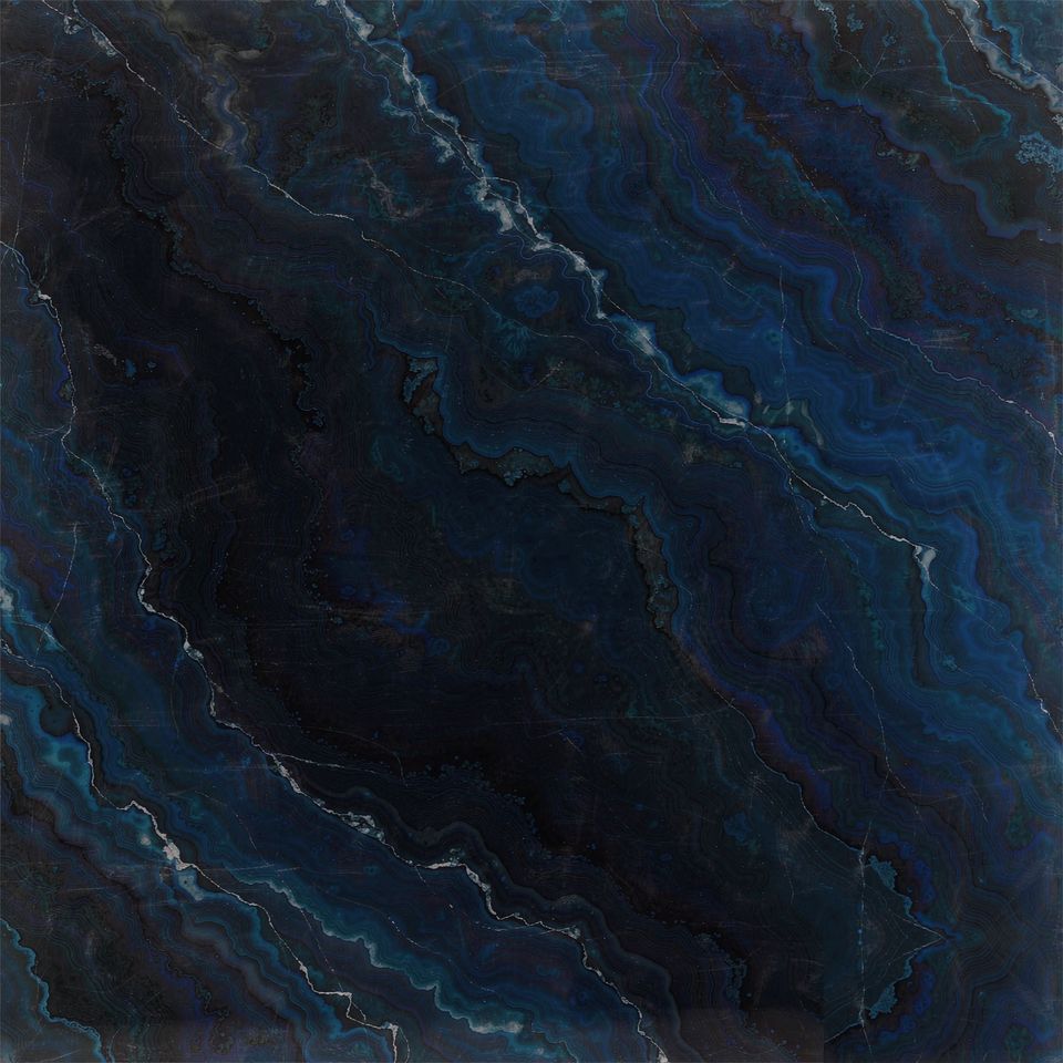 深海藍 Deep Sea Blue Marble 石材樣板圖，藍色系，產地中國，產地中國，體積密度2.68 g/cm³，吸水率≤0.48%，莫氏硬度4，適用於牆身、檯面、特色牆、大堂