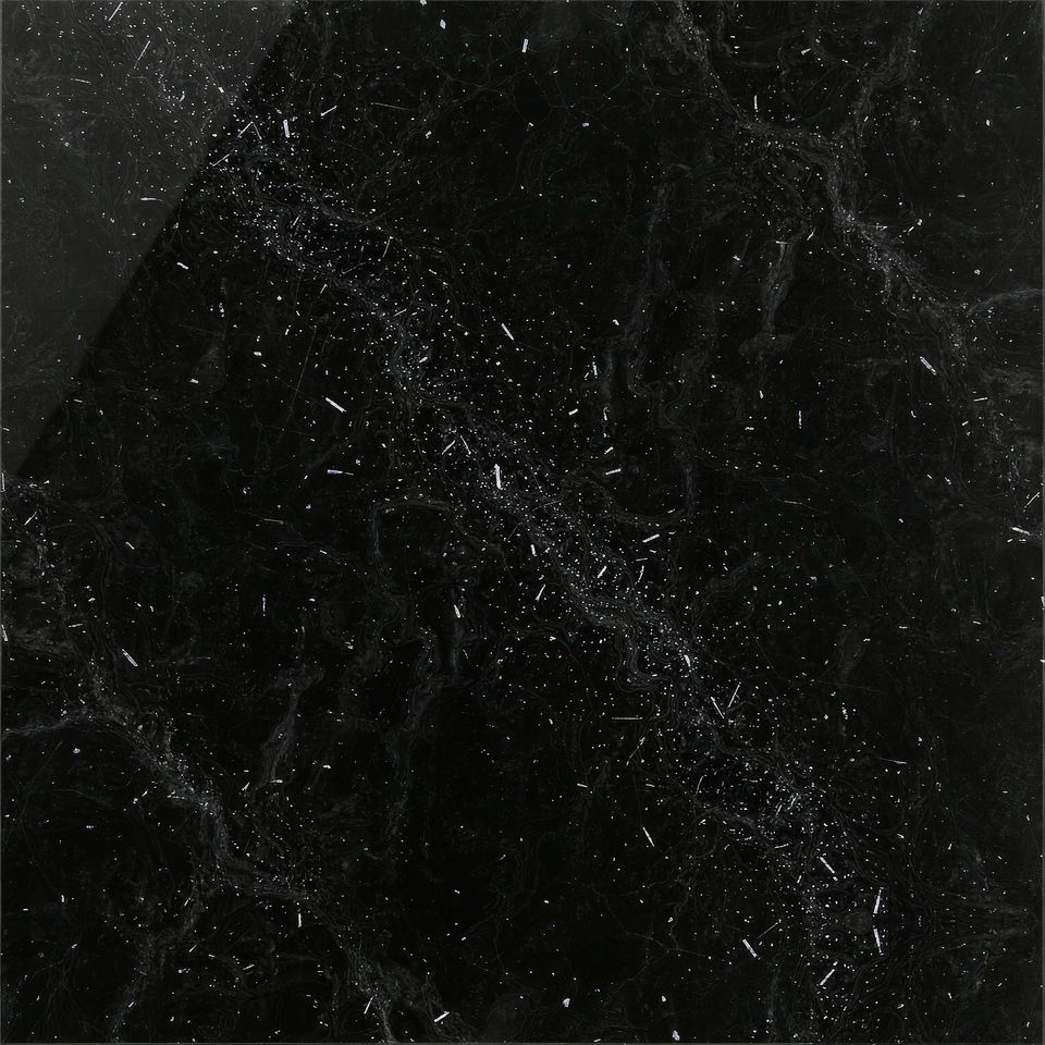 銀河黑 Galaxy Black Marble 石材樣板圖,黑色系,產地中國,產地中國,體積密度2.73 g/cm³,吸水率≤0.22%,莫氏硬度3,適用於地面、牆身、檯面、特色牆、大堂