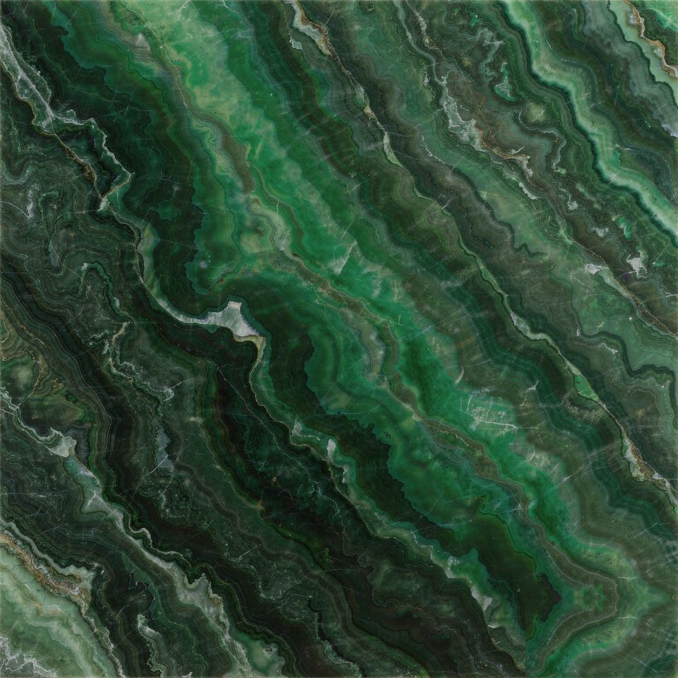翡翠綠 Jade Green Marble 石材樣板圖，綠色系，產地中國，產地中國，體積密度2.67 g/cm³，吸水率≤0.48%，莫氏硬度3，適用於牆身、檯面、特色牆、大堂、客廳