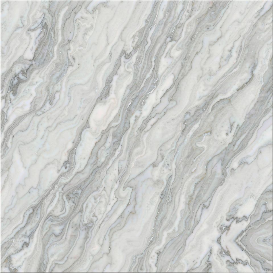 月光白 Moonlight White Marble 石材樣板圖，白色系，產地希臘，產地希臘，體積密度2.65 g/cm³，吸水率≤0.29%，莫氏硬度4，適用於牆身、檯面、洗手間、特色牆、大堂
