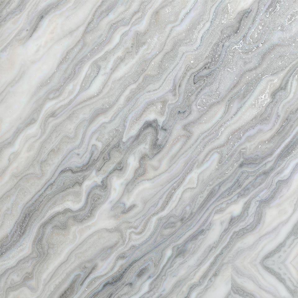 銀霜白 Silver Frost White Marble 石材樣板圖,白色系,產地土耳其,產地土耳其,體積密度2.79 g/cm³,吸水率≤0.45%,莫氏硬度4,適用於牆身、檯面、洗手間、特色牆、地面