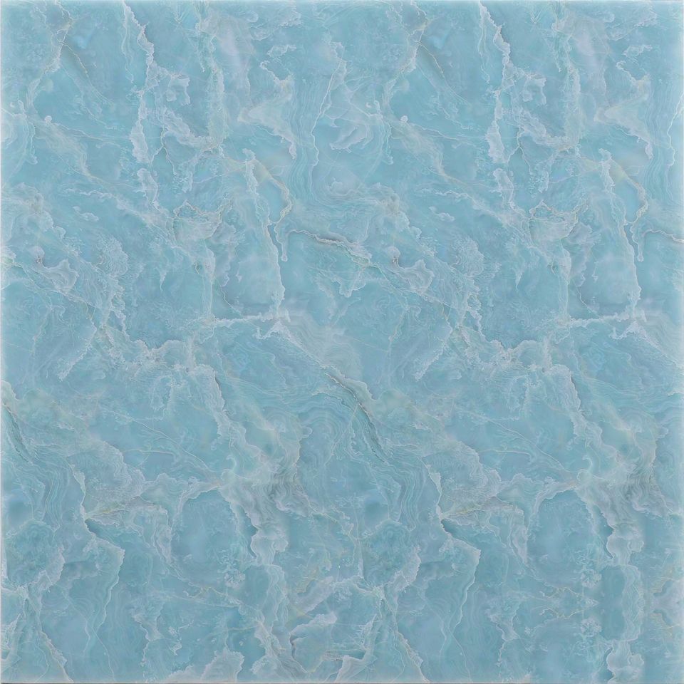 天空藍 Sky Blue Marble 石材樣板圖，淺藍系，產地土耳其，產地土耳其，體積密度2.79 g/cm³，吸水率≤0.47%，莫氏硬度3，適用於牆身、檯面、洗手間、客廳、特色牆
