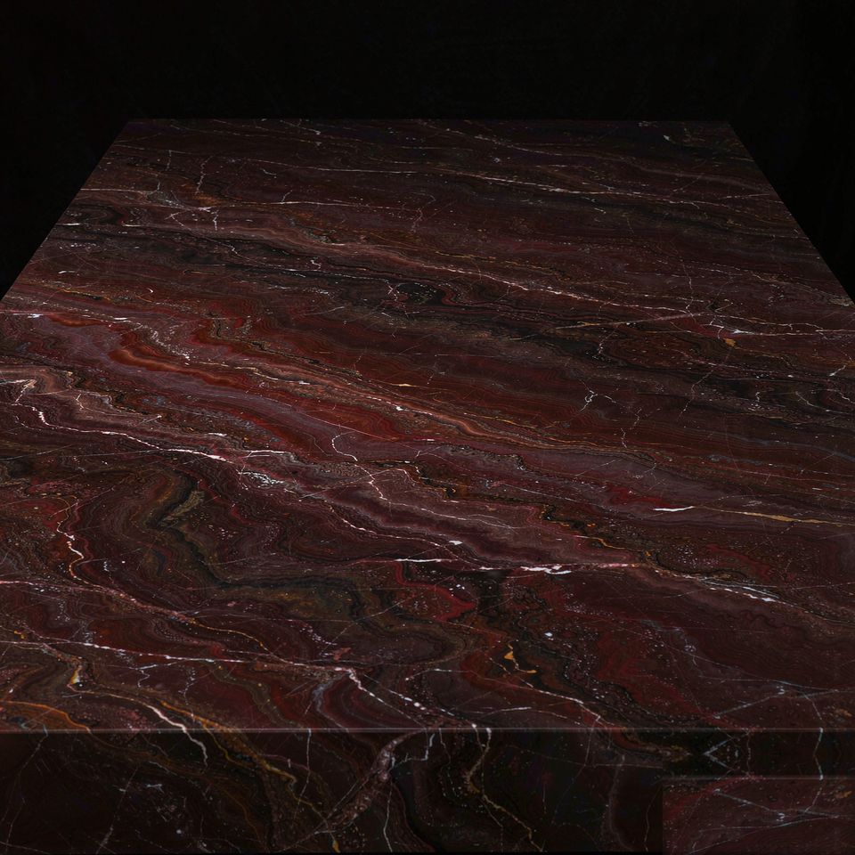 酒紅 Wine Red Marble 石材樣板圖，深紅系，產地中國，產地中國，體積密度2.79 g/cm³，吸水率≤0.37%，莫氏硬度4，適用於牆身、檯面、特色牆、大堂、客廳