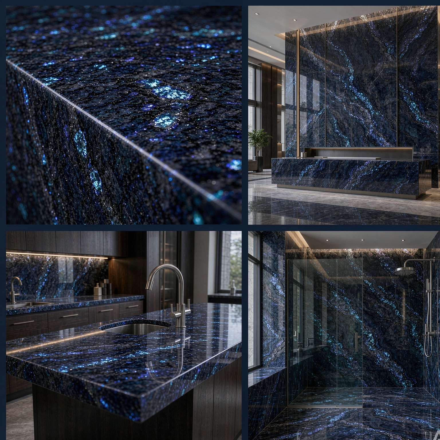 挪威藍珍珠 — slab texture and application views