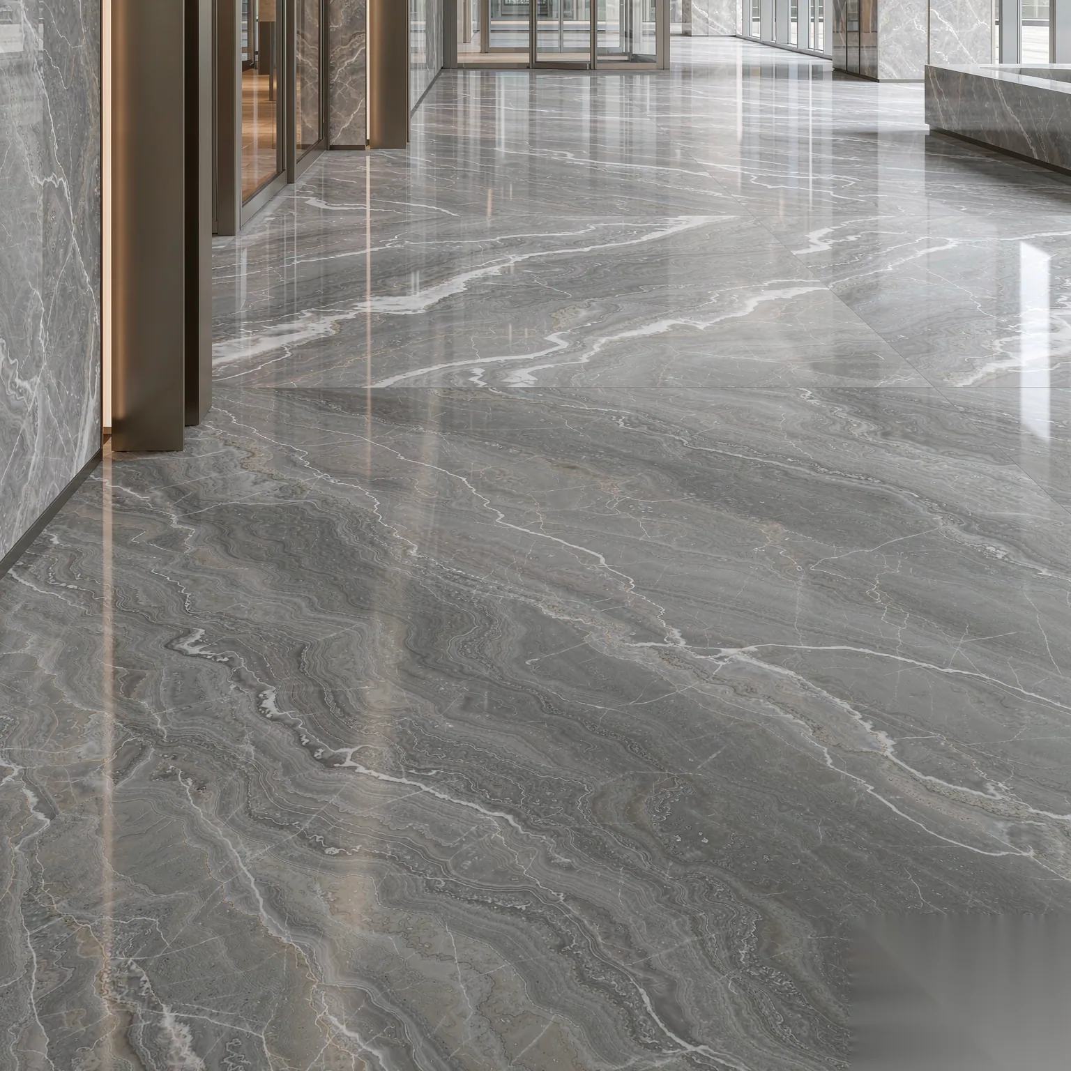 Castle Grey — slab texture and application views