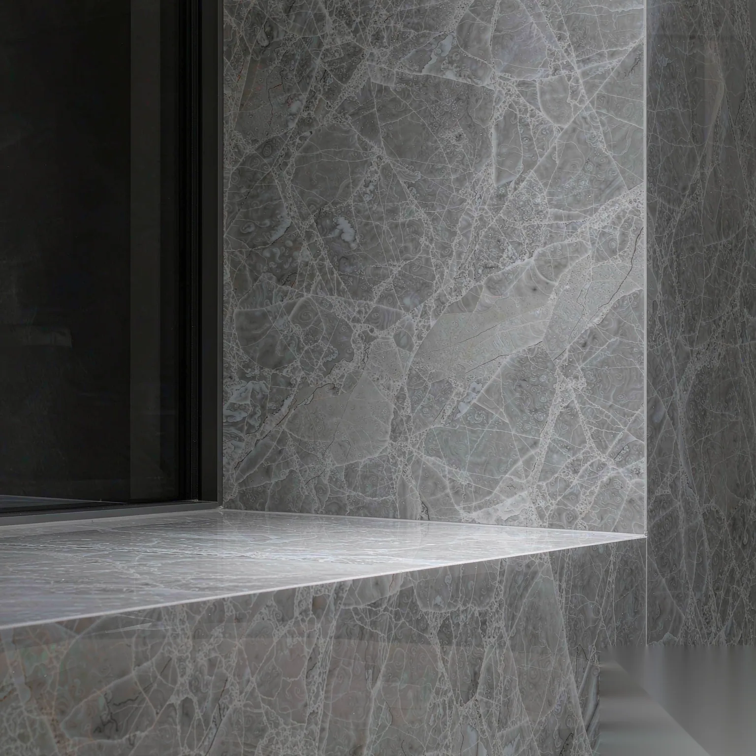 French Grey — slab texture and application views