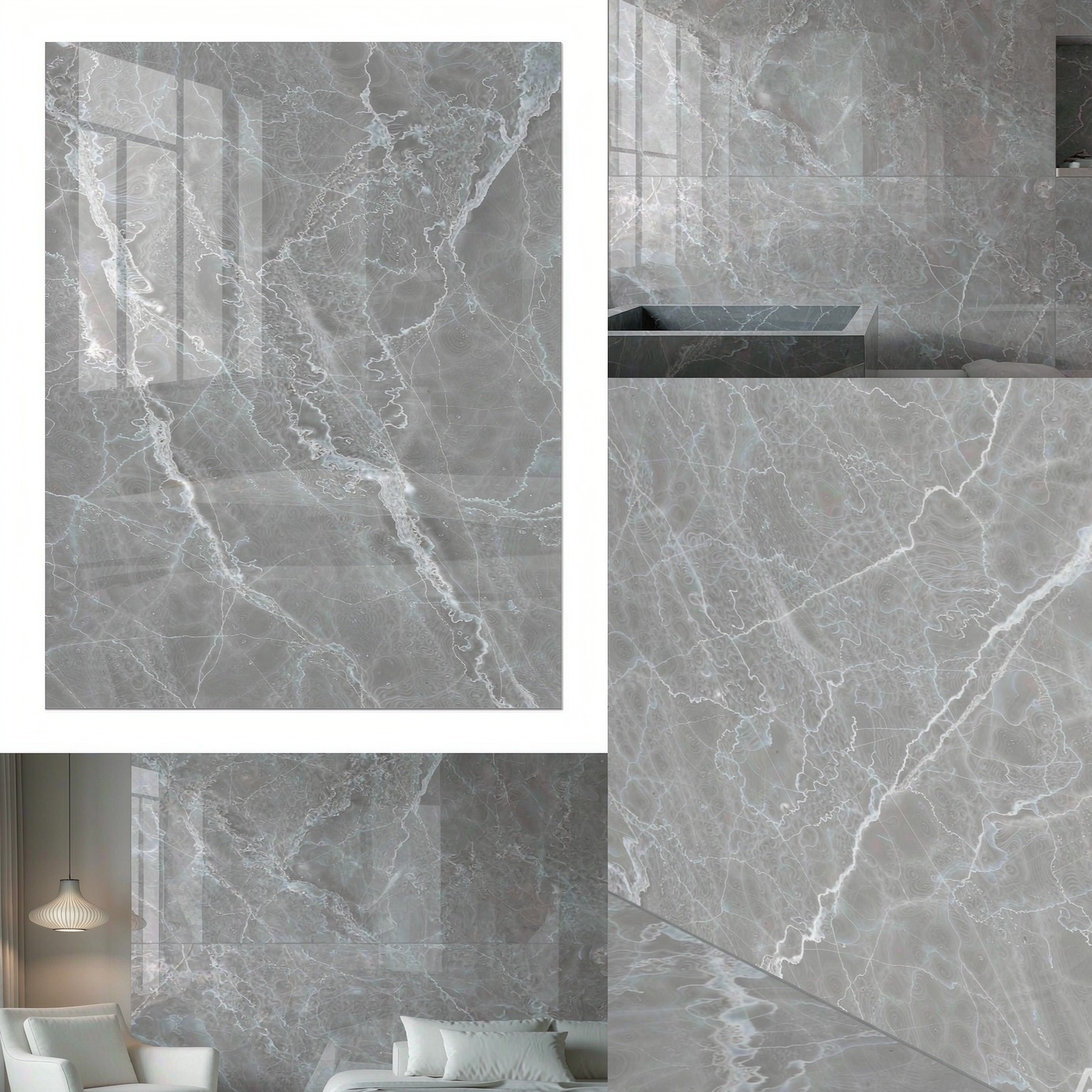 月光灰 — slab texture and application views
