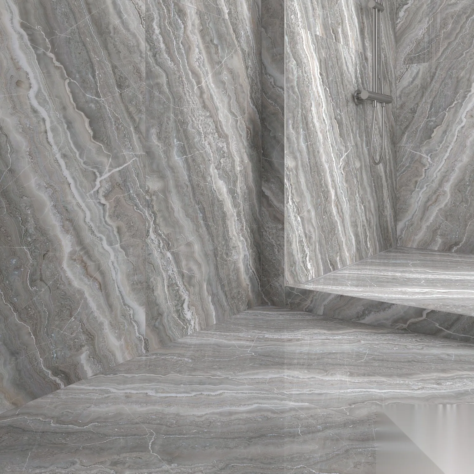 Verona Grey — slab texture and application views
