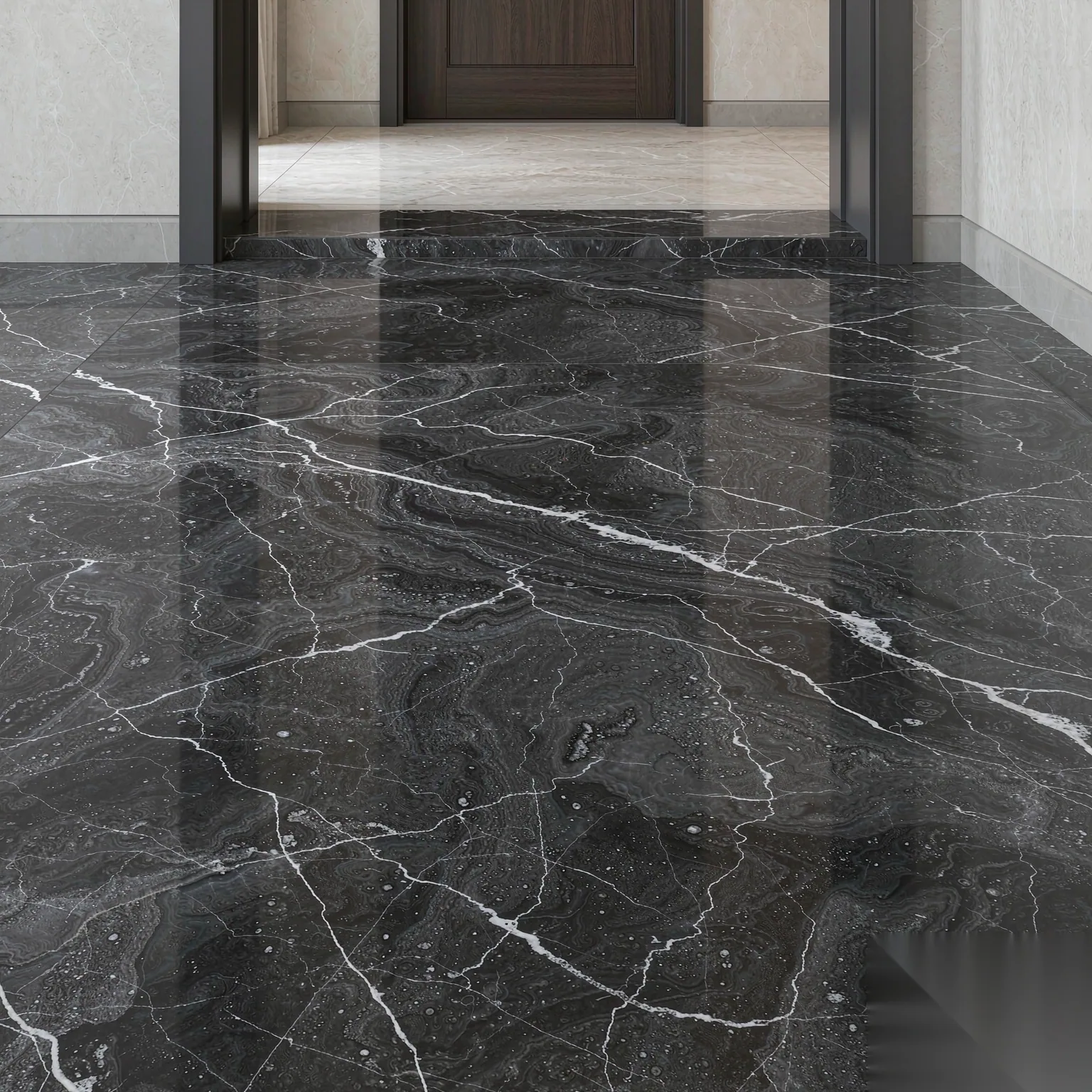 Windham Grey — slab texture and application views