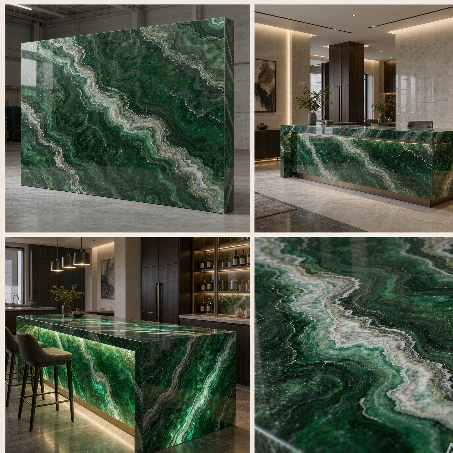 亞馬遜綠 — slab texture and application views
