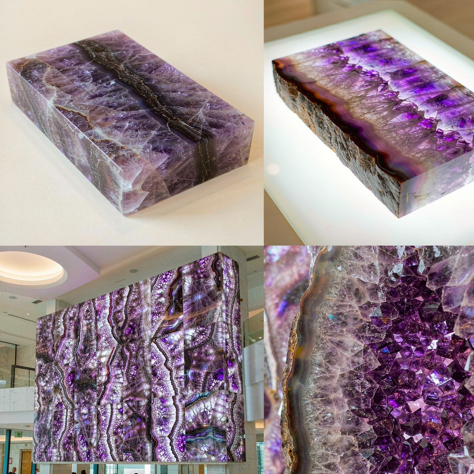紫水晶 — slab texture and application views