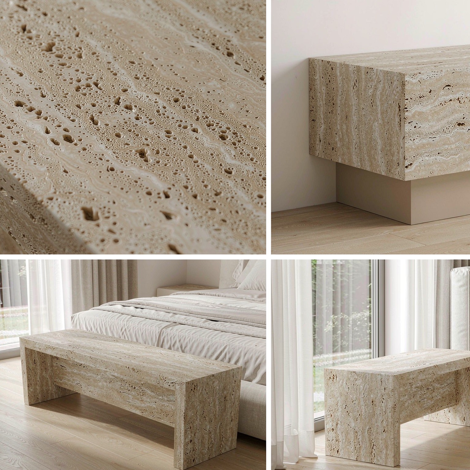 Marble Bench & Stool — stone texture and application