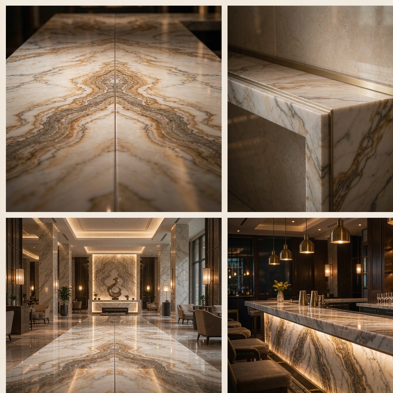 Marble Reception & Bar Counter — stone texture and application