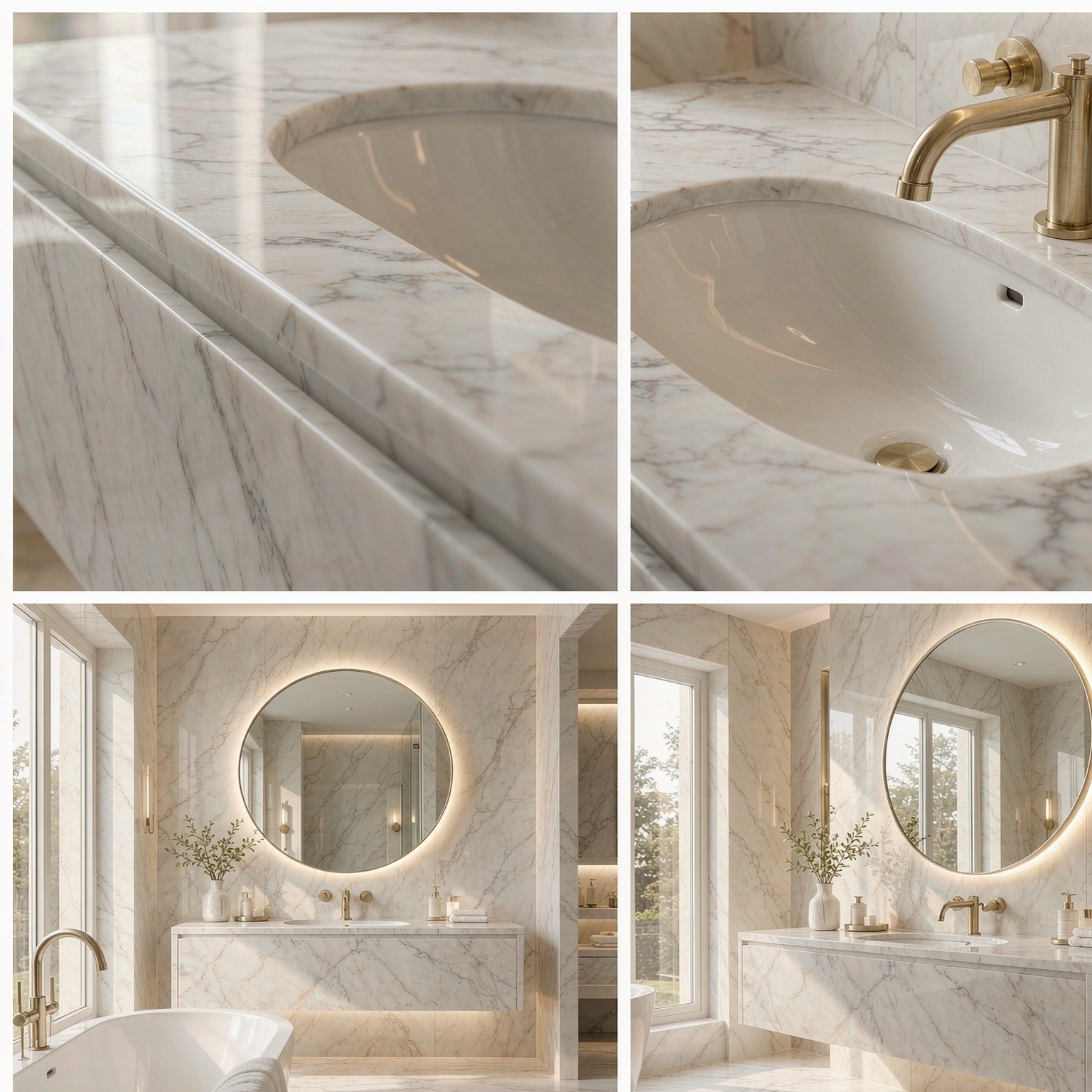 Marble Vanity & Basin — stone texture and application