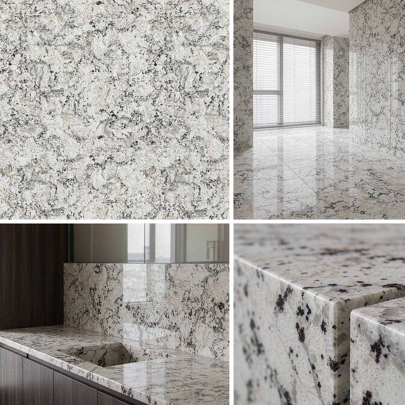 浪花白 — slab texture and application views