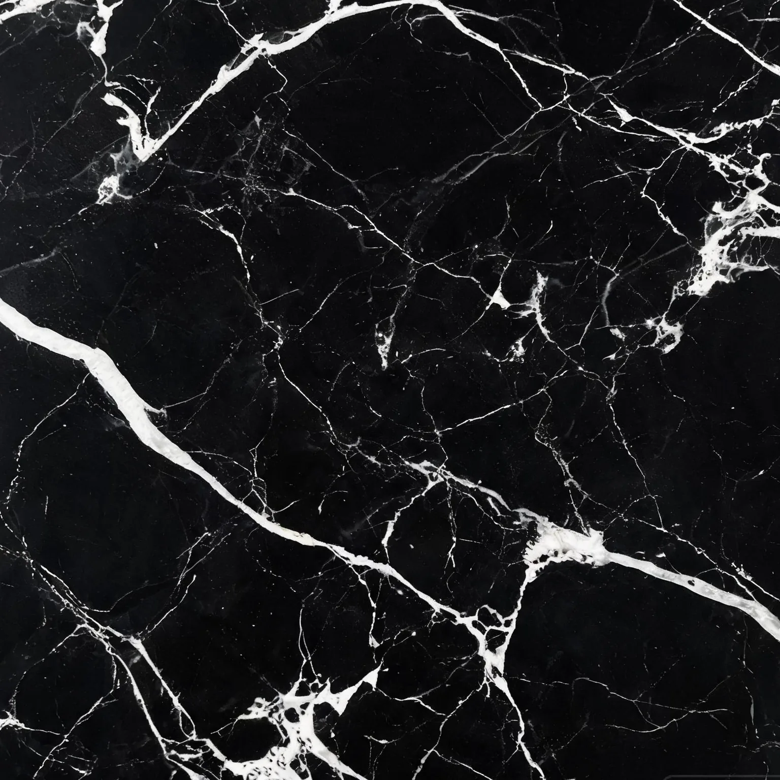 Full-Body Black Marquina Sintered Slab — White-vein close-up