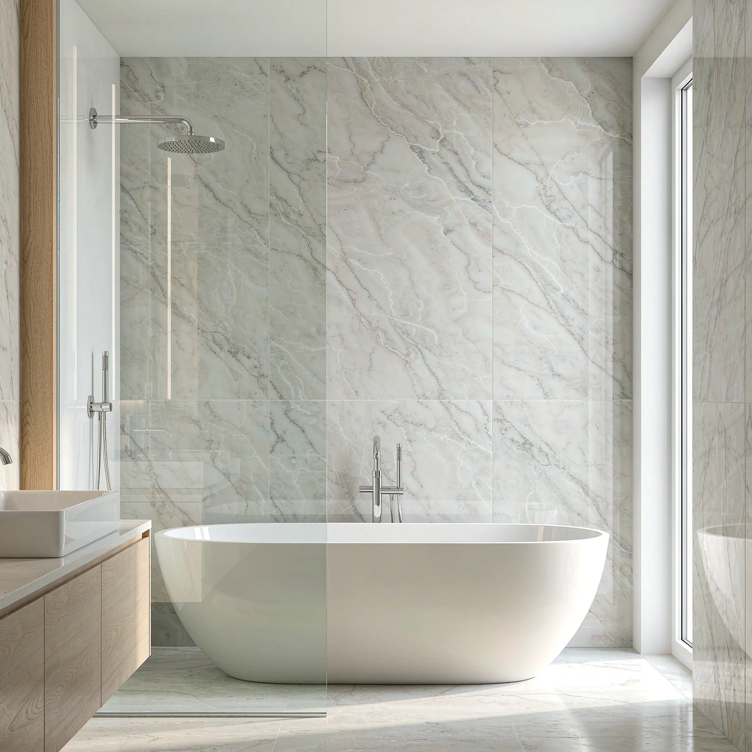 Jazz White in a bathtub surround