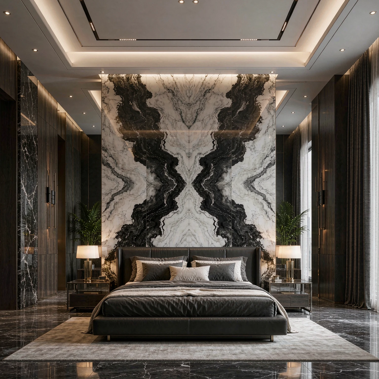 Panda Black White · penthouse bedroom