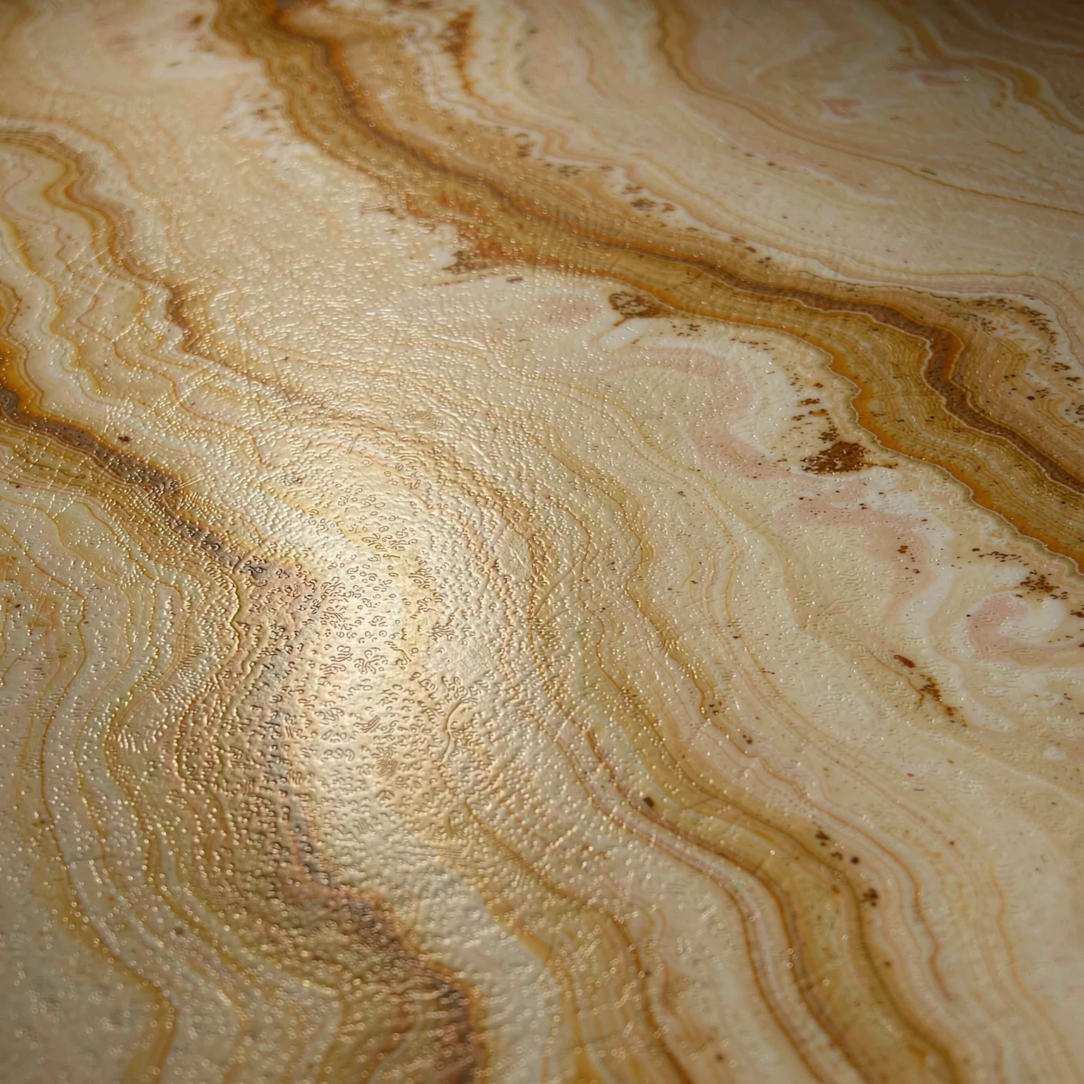 Close-up of warm gold swirling veining