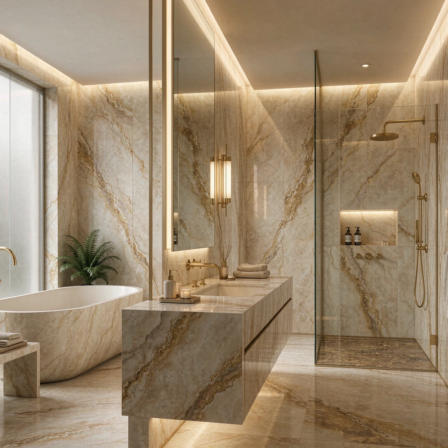 Roland Gold in a master bathroom