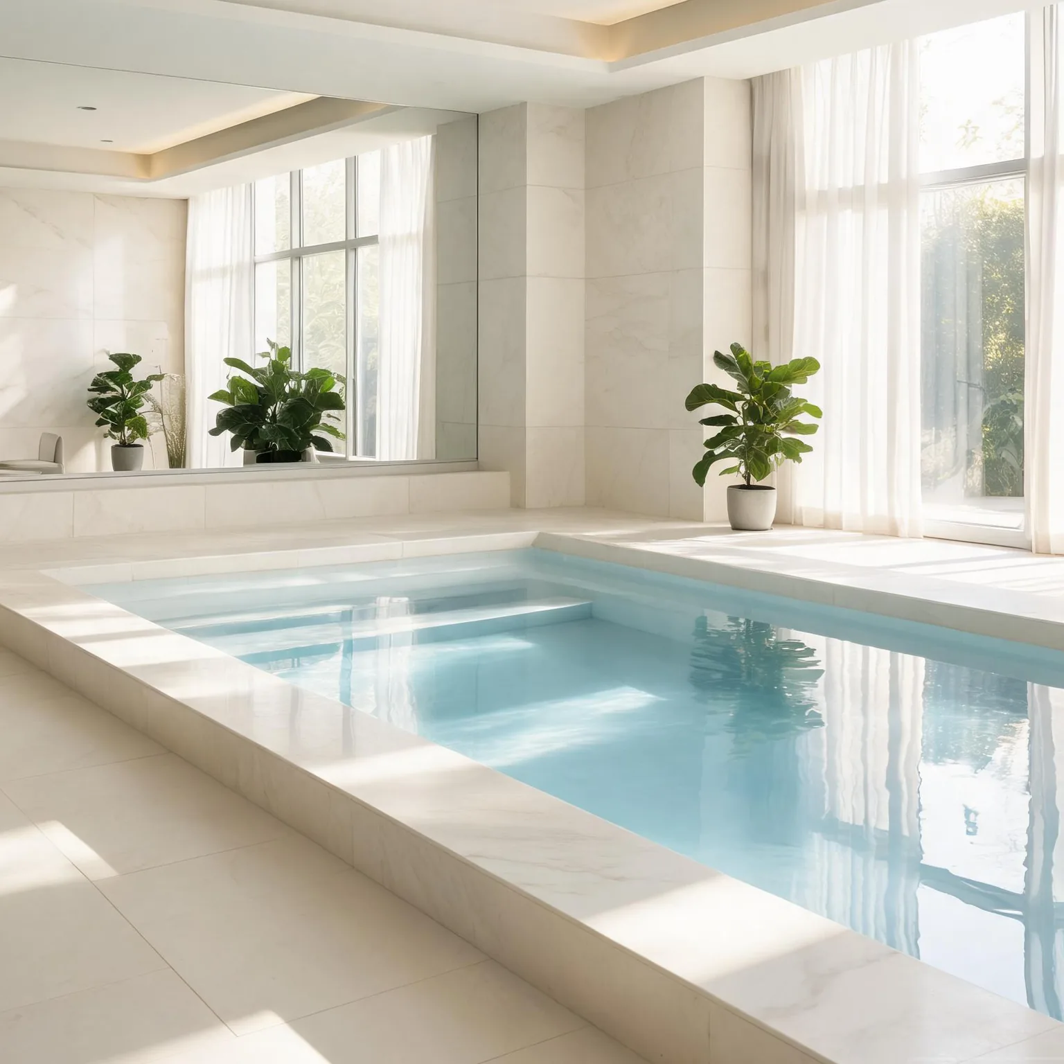 奶白岩板會所 SPA 水池地台。