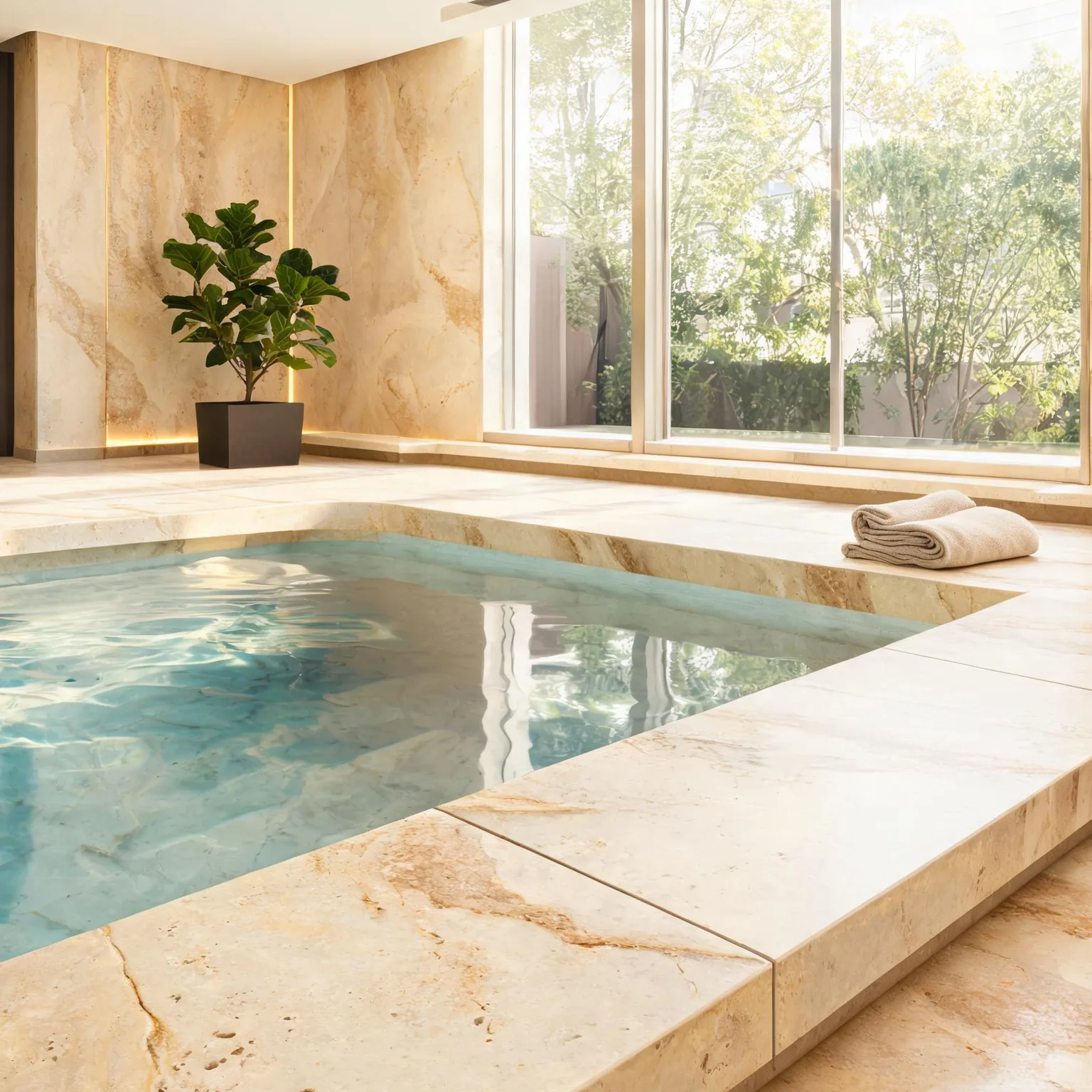 米金洞石岩板會所 SPA 水池。
