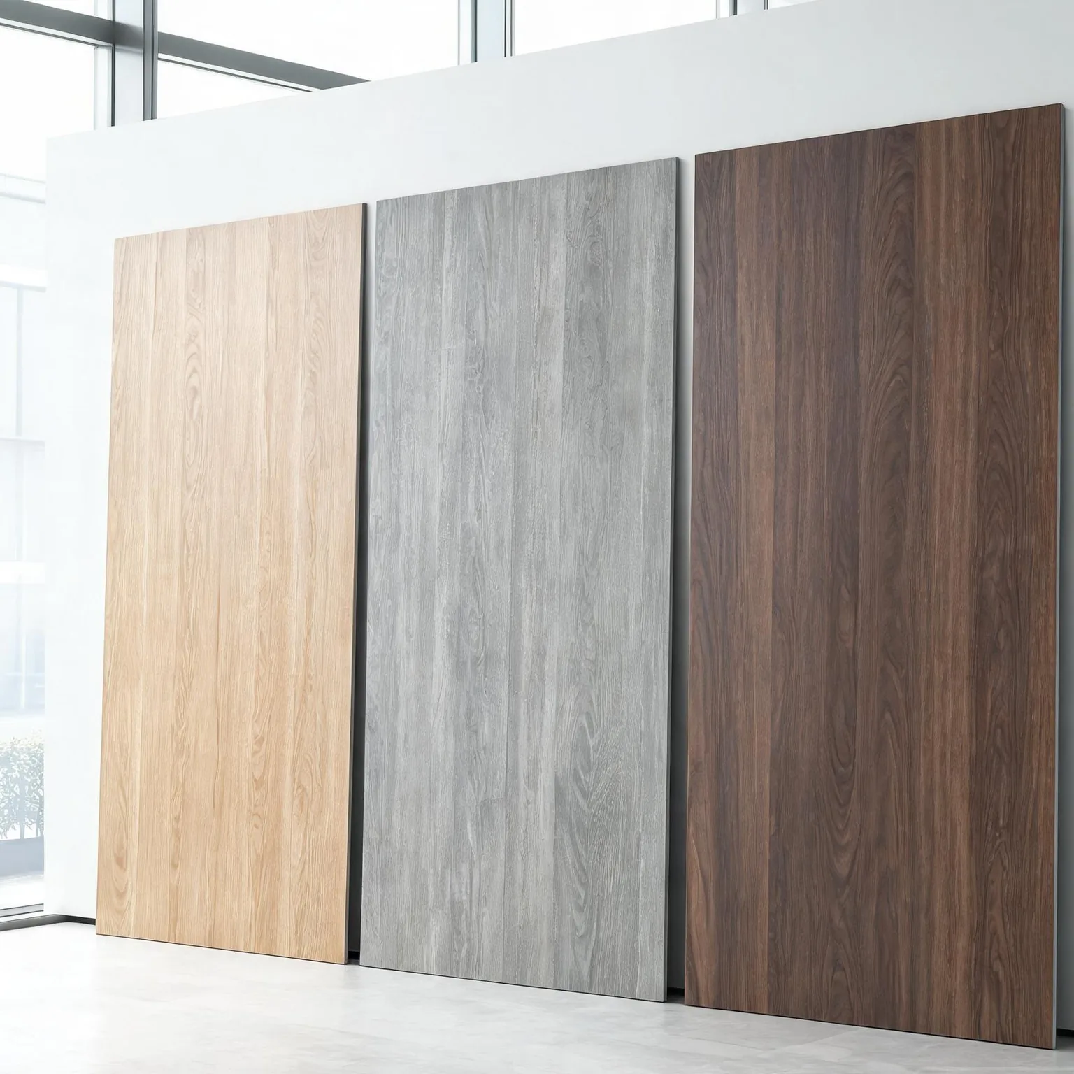 Warm Wood-Grain Sintered Slab — Showroom slabs