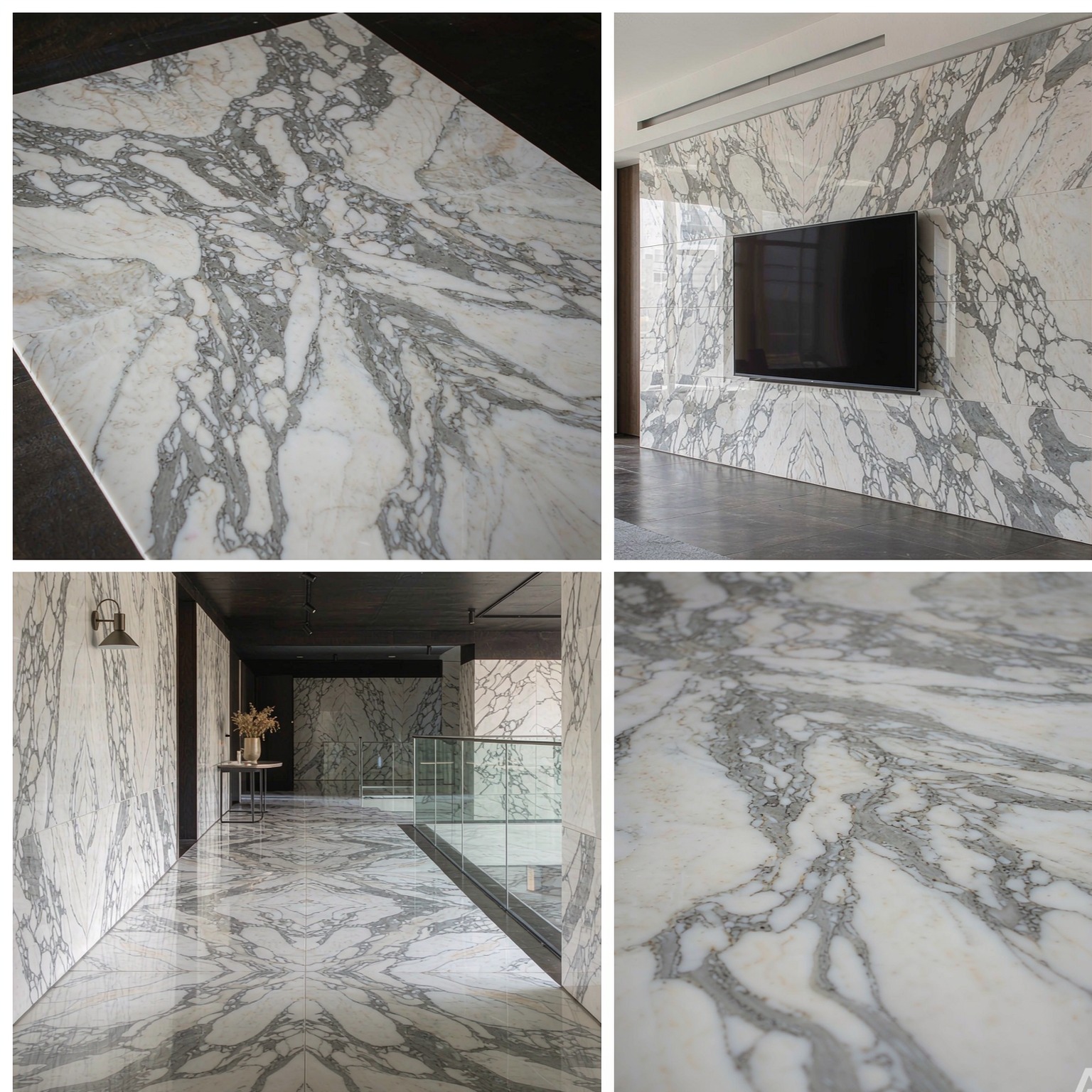 大花白 — slab texture and application views