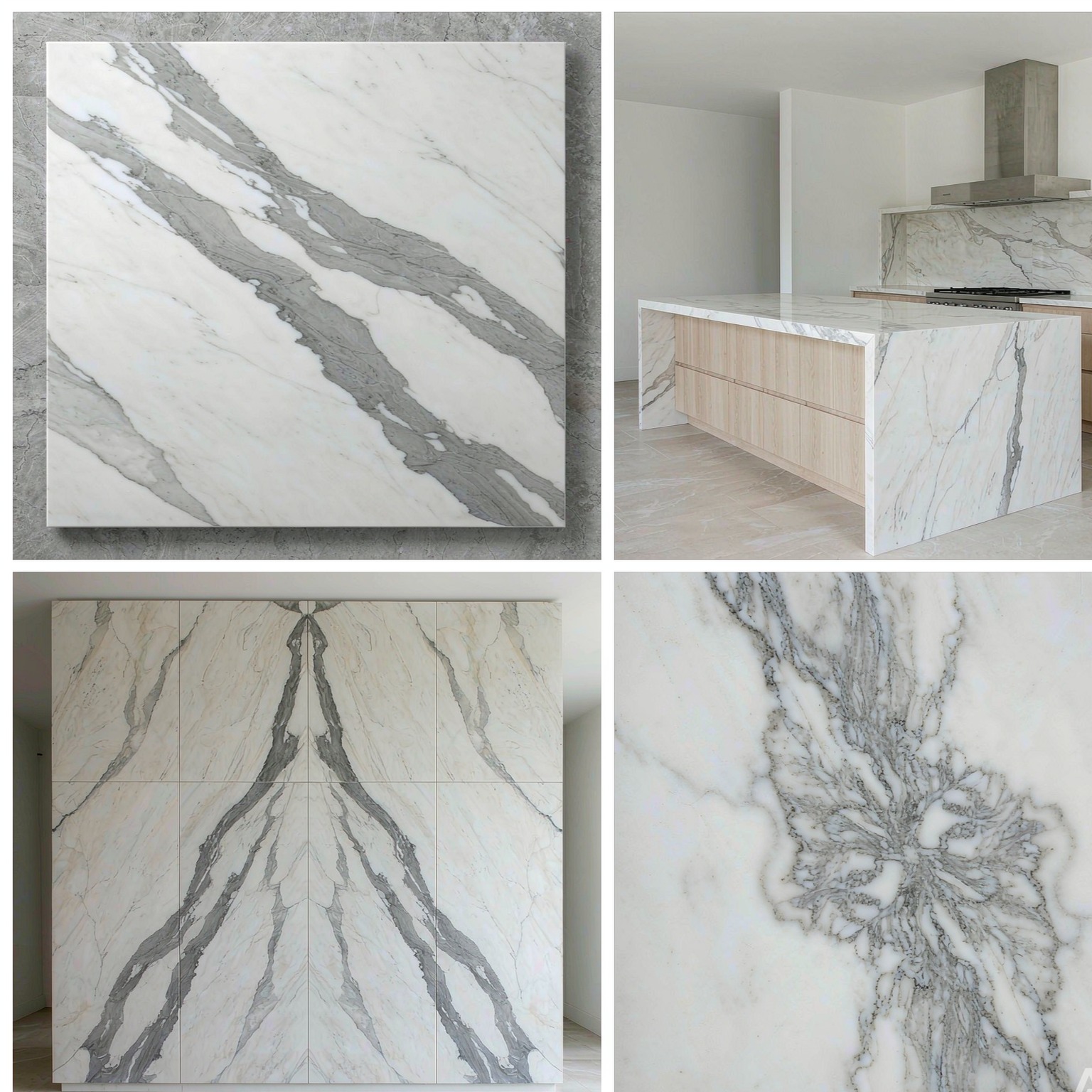 爵士白 — slab texture and application views